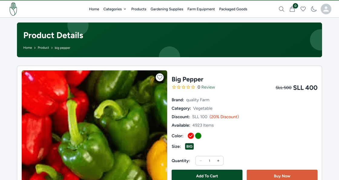 Product Details page